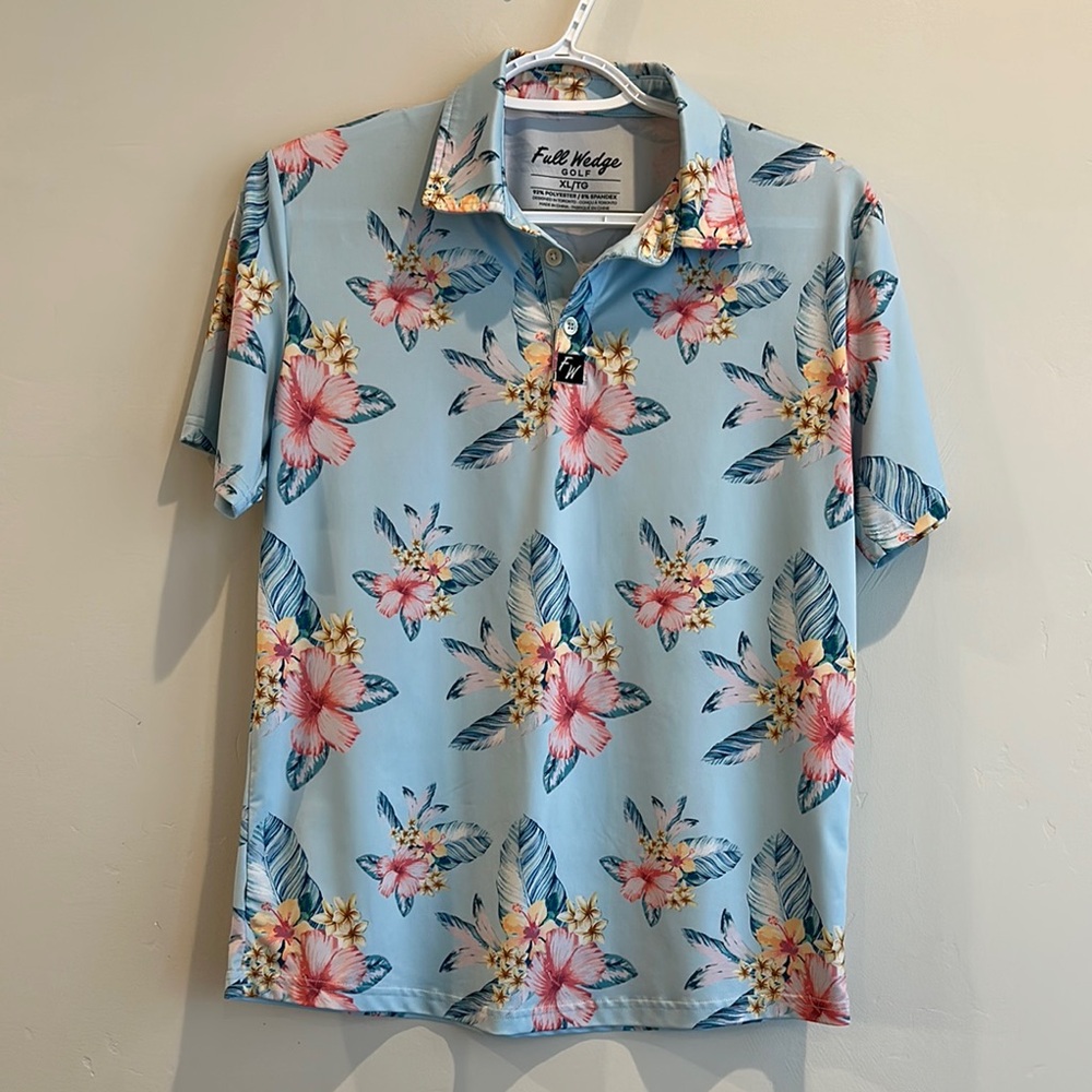 Kids Floral Polo Shirt in Blue